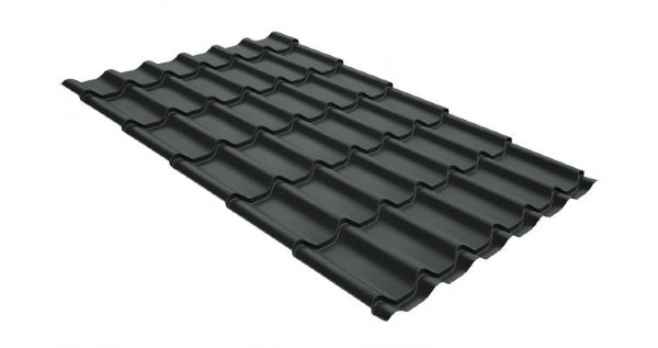 Металлочерепица классик GL 0,5 GreenCoat Pural Matt RR 23 темно-серый (RAL 7024 мокрый асфальт) купить в Успенском