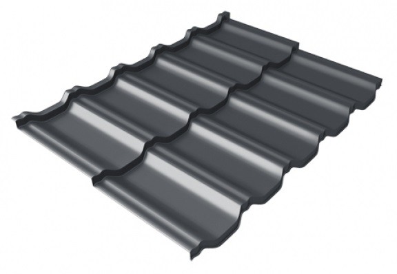 Металлочерепица модульная Квинта Uno Grand Line c 3D резом 0,5 Satin Мatt RAL 7024 мокрый асфальт купить в Успенском