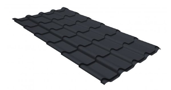 Металлочерепица камея GL 0,5 GreenCoat Pural matt RR 23 темно-серый (RAL 7024 мокрый асфальт) купить в Успенском