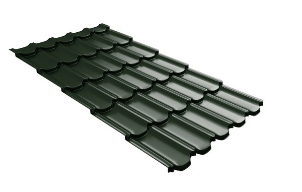 Металлочерепица квинта плюс с 3D резом 0,5 GreenСoat Pural Matt RR 11 темно-зеленый (RAL 6020 хромовая зелень) купить в Успенском