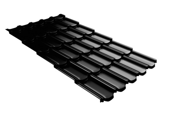 Металлочерепица квинта плюс с 3D резом 0,5 GreenСoat Pural Matt RR 33 черный (RAL 9005 черный) купить в Успенском