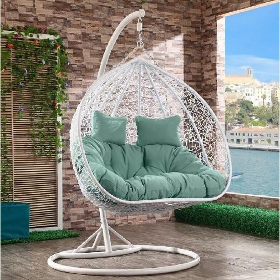 Кресло Подвесное из искусственного ротанга AFM-109A White/Green купить в Успенском
