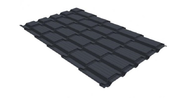 Металлочерепица GL квадро профи 0,5 GreenCoat Pural RR 23 темно-серый (RAL 7024) мокрый асфальт купить в Успенском
