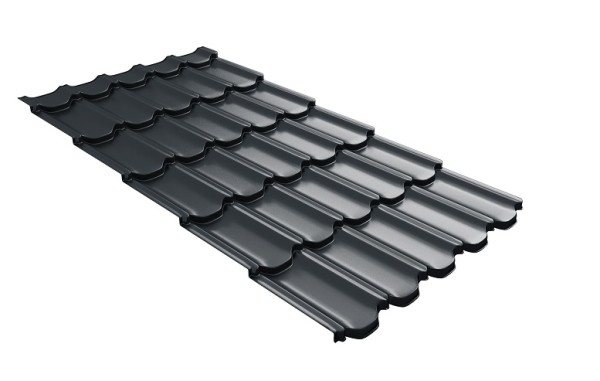 Металлочерепица квинта плюс с 3D резом 0,5 Satin RAL 7016 антрацитово-серый купить в Успенском