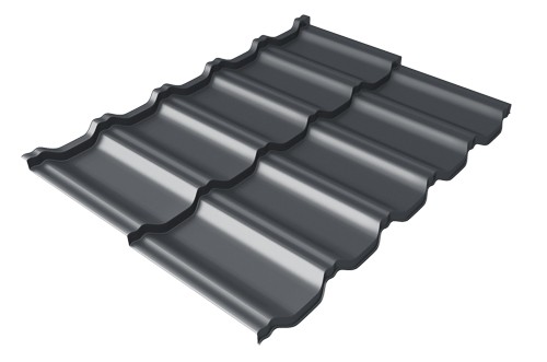Металлочерепица модульная Квинта Uno Grand Line c 3D резом 0,45 Drap RAL 7024 мокрый асфальт купить в Успенском