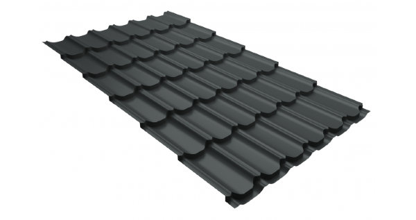 Металлочерепица квинта плюс 0,5 GreenCoat Pural Matt RR 23 темно-серый (RAL 7024 мокрый асфальт) купить в Успенском